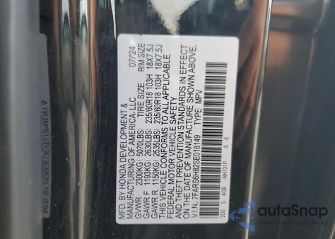 2025 Honda Cr-V Sport-L from USA, damaged, VIN 7FARS6H82SE018149